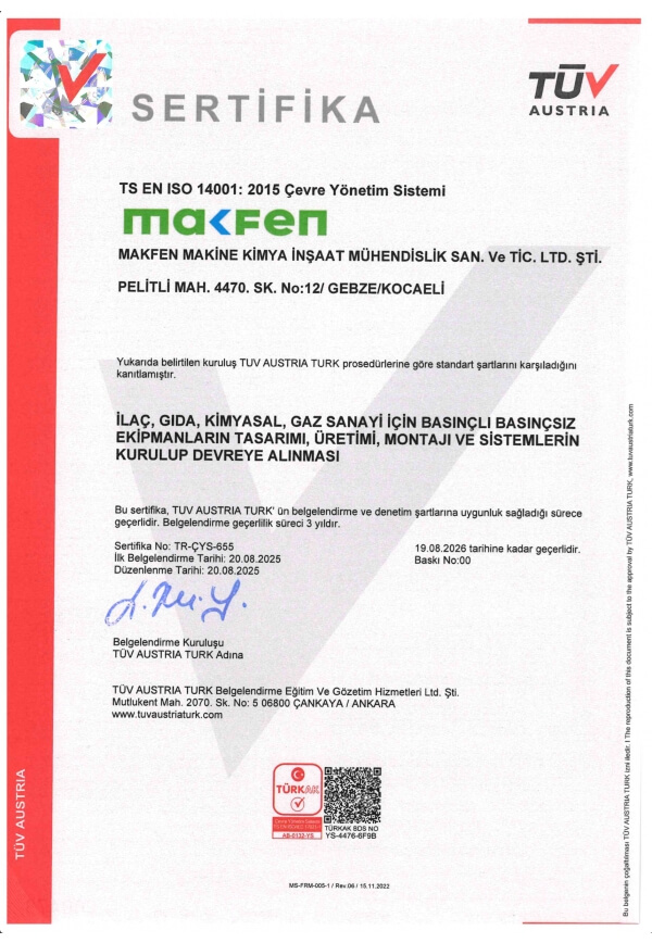 ISO 14001 Çevre Yönetim Sistemi belgemiz, çevreye duyarlı üretim politikamızın bir göstergesidir.